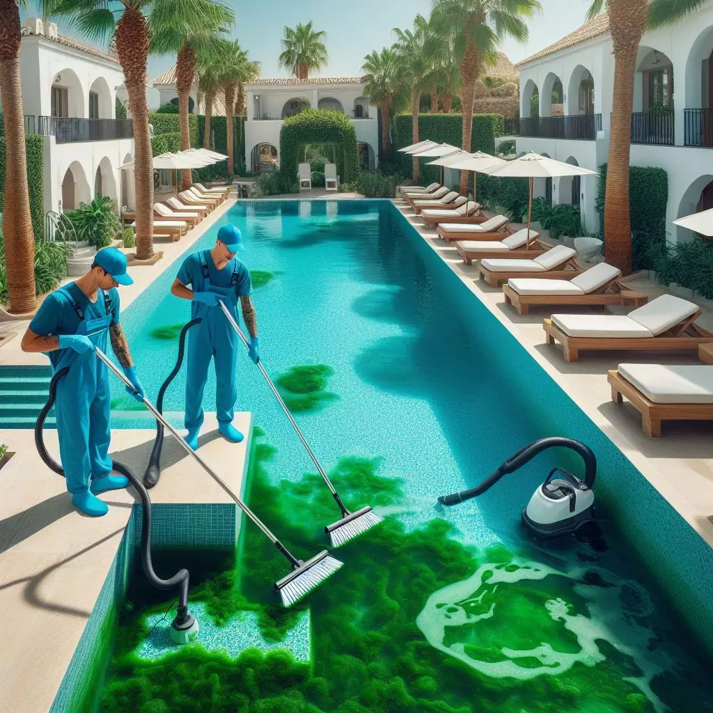 Clean the pool green algae