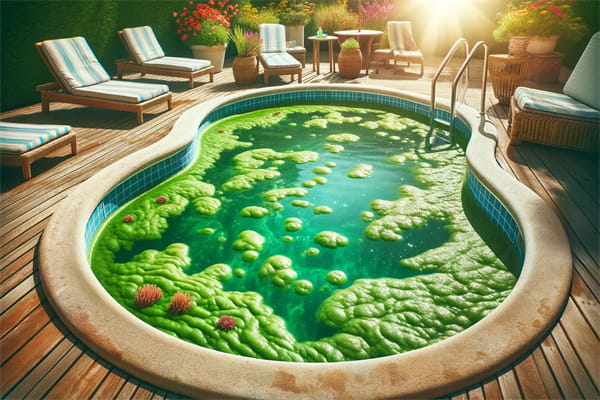 Swimming pool full of algae